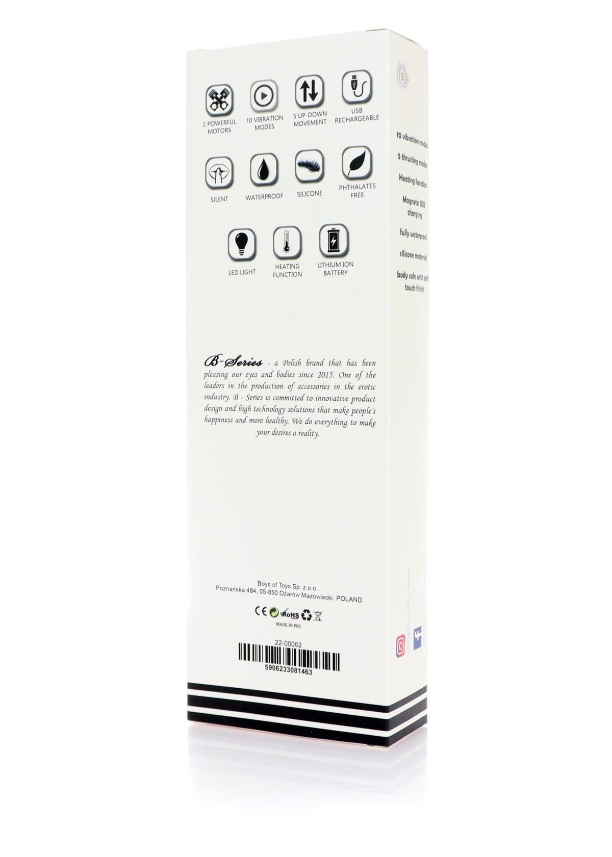 12-Wibrator króliczek B Series Magic silikonowy grzewczy z ruchem USB-12