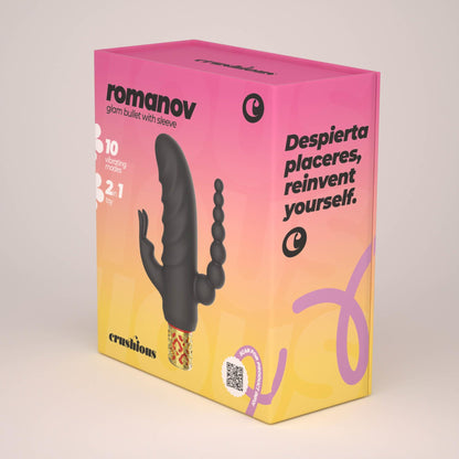 12-Mini wibrator Crushious Romanov z silikonową nakładką 13 cm-12