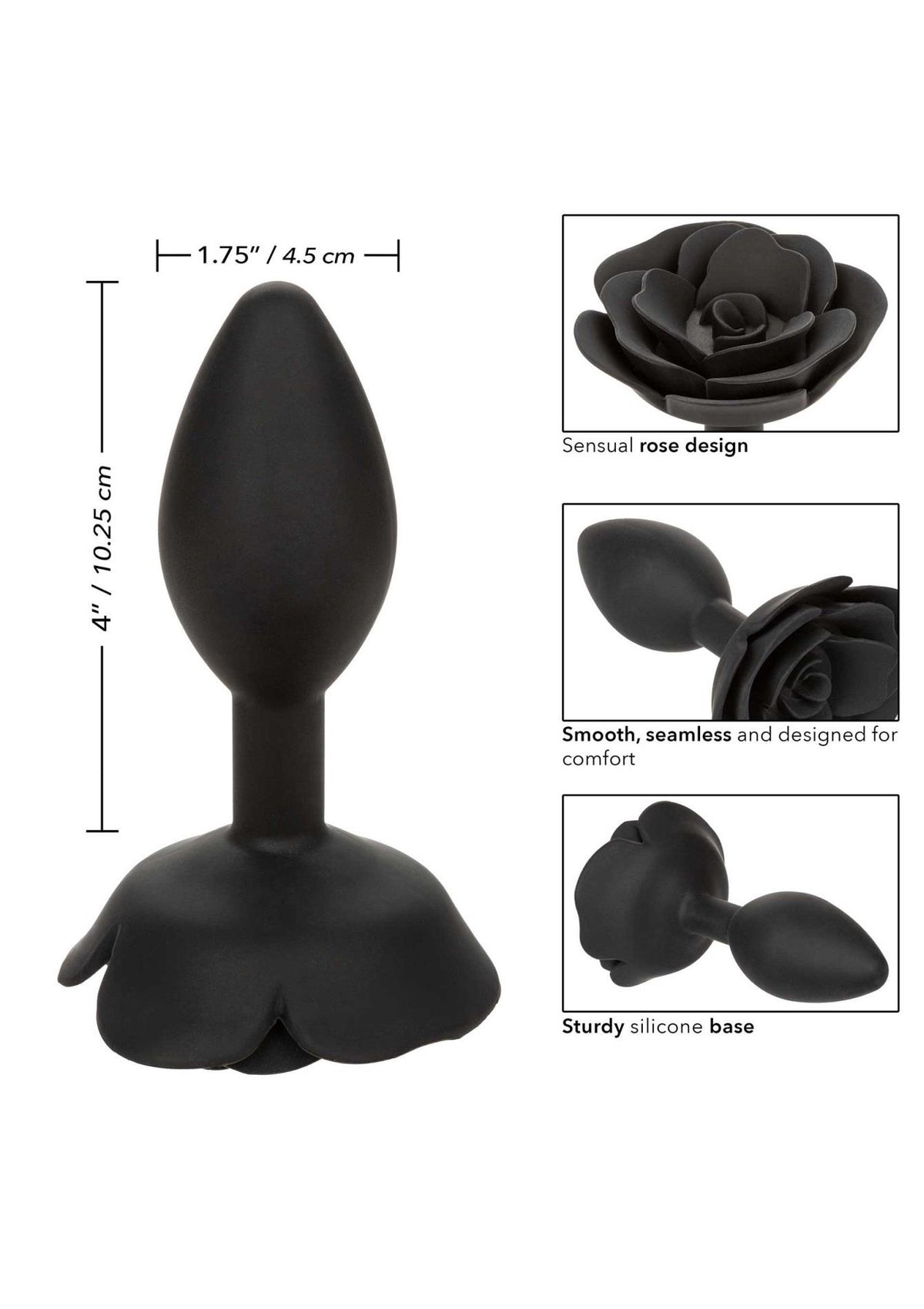 10-Korek analny silikonowy Calexotics Forbidden Rose duży czarny-10