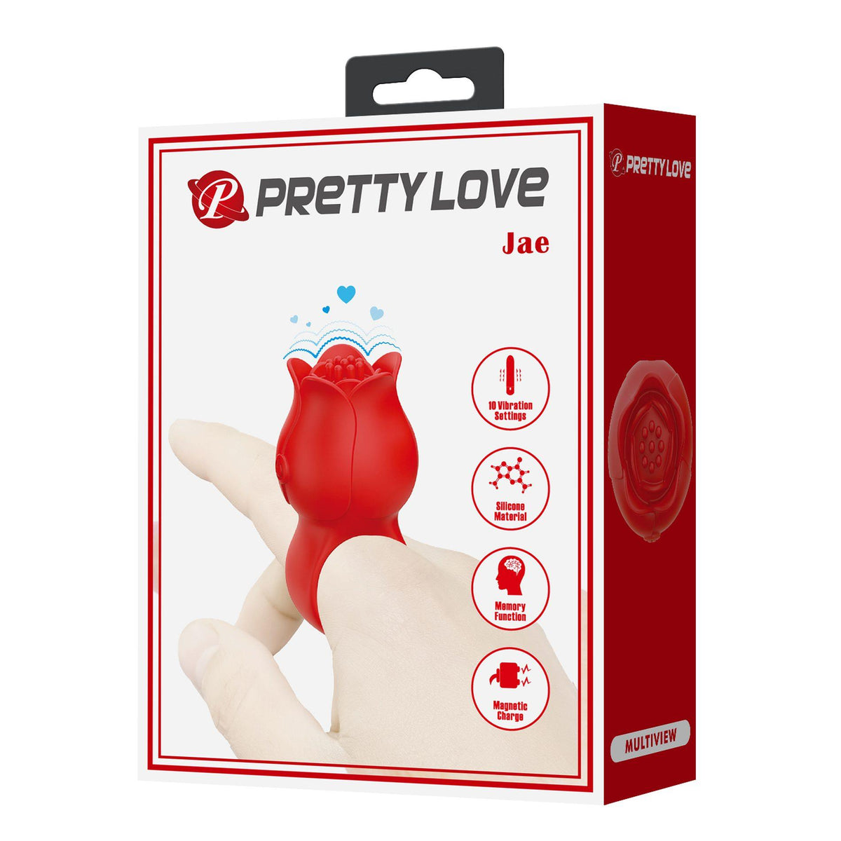 11-Pierścień wibrujący na palec JAE Pretty Love 10 trybów różany silikonowy-11