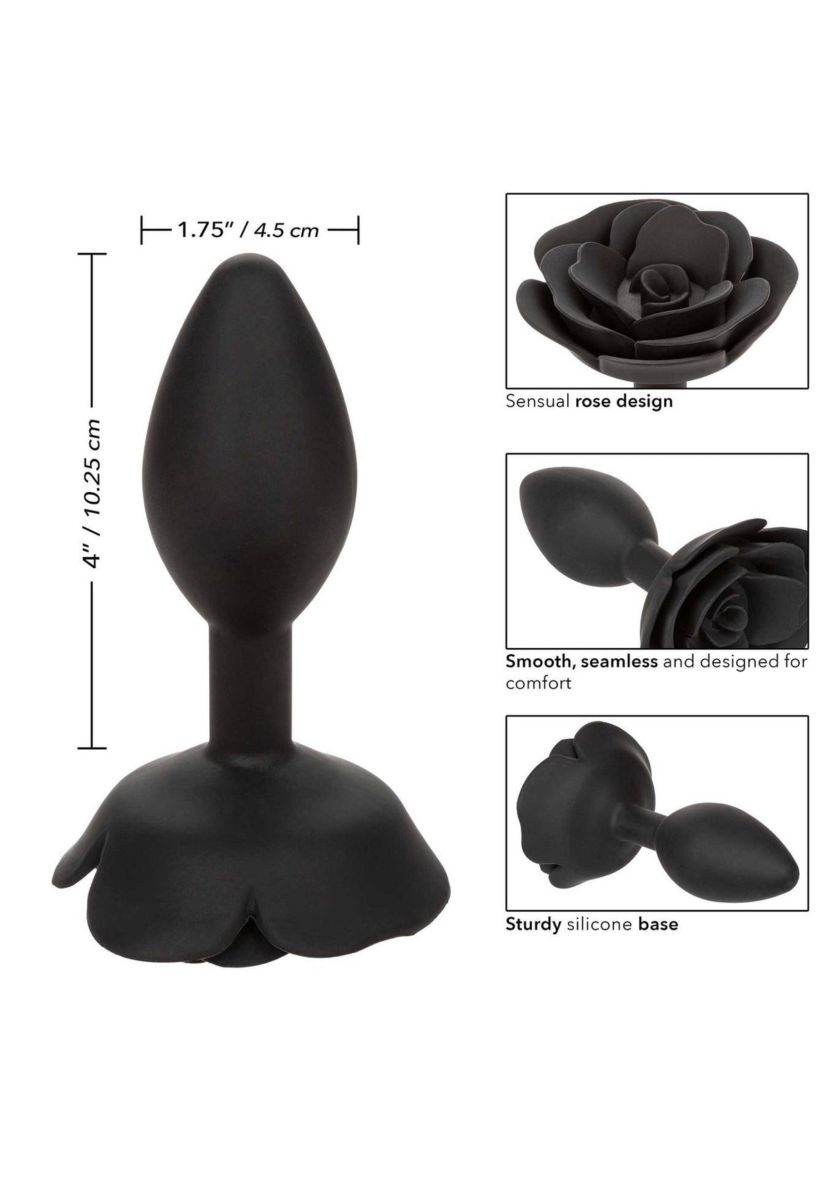 11-Korek analny silikonowy Calexotics Forbidden Rose duży czarny-11