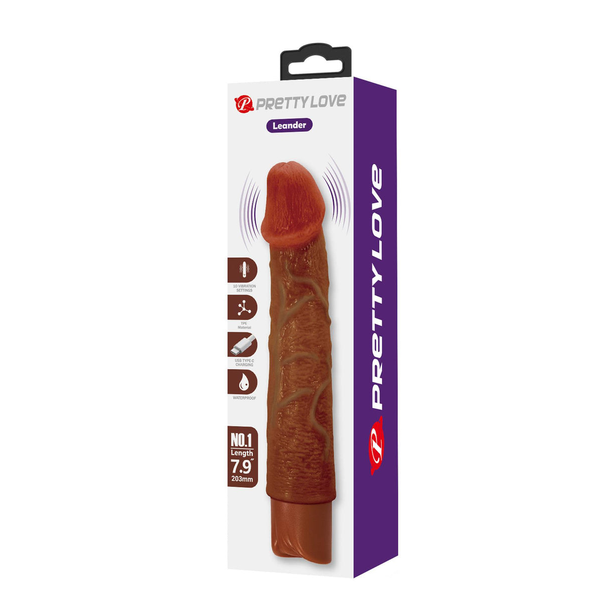 11-Realistyczny wibrator dildo Pretty Love Leander brązowy USB-11