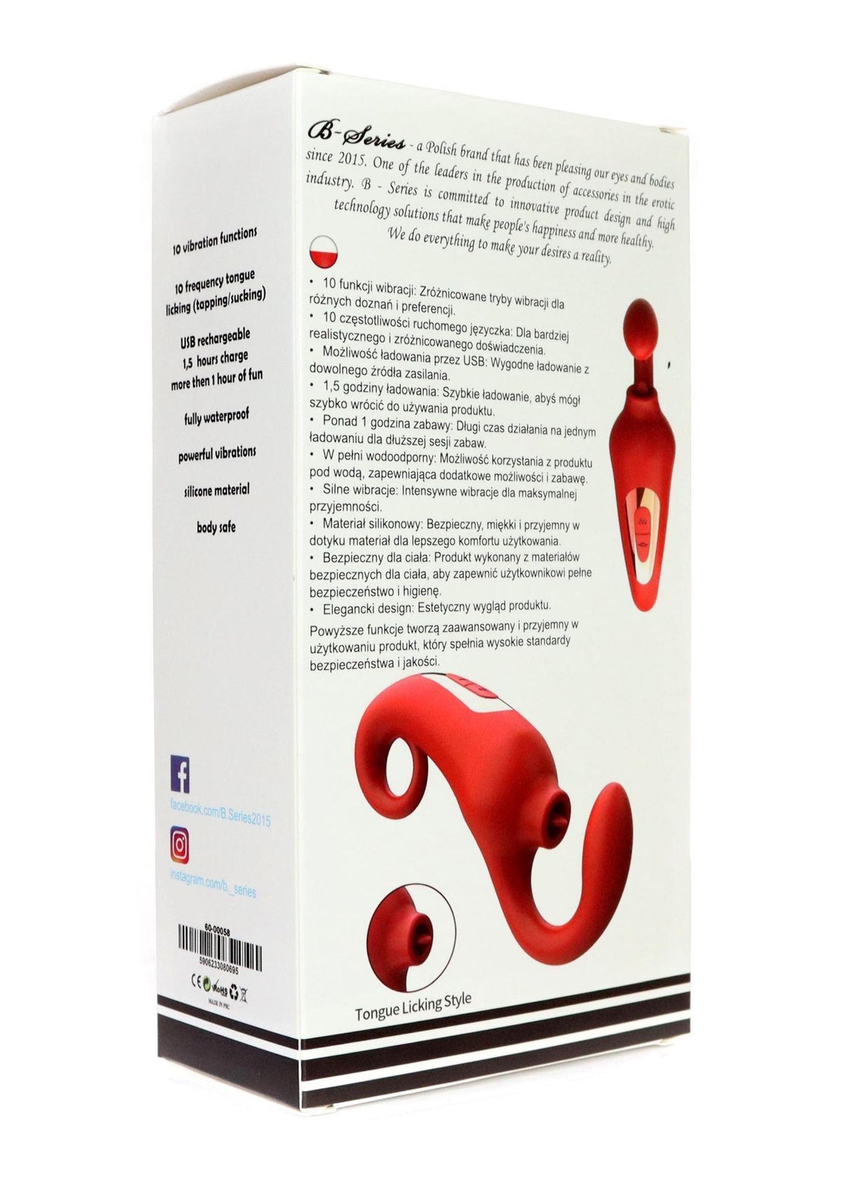 11-Silikonowy stymulator łechtaczki Merfi liżący języczek 10 wibracji USB-11