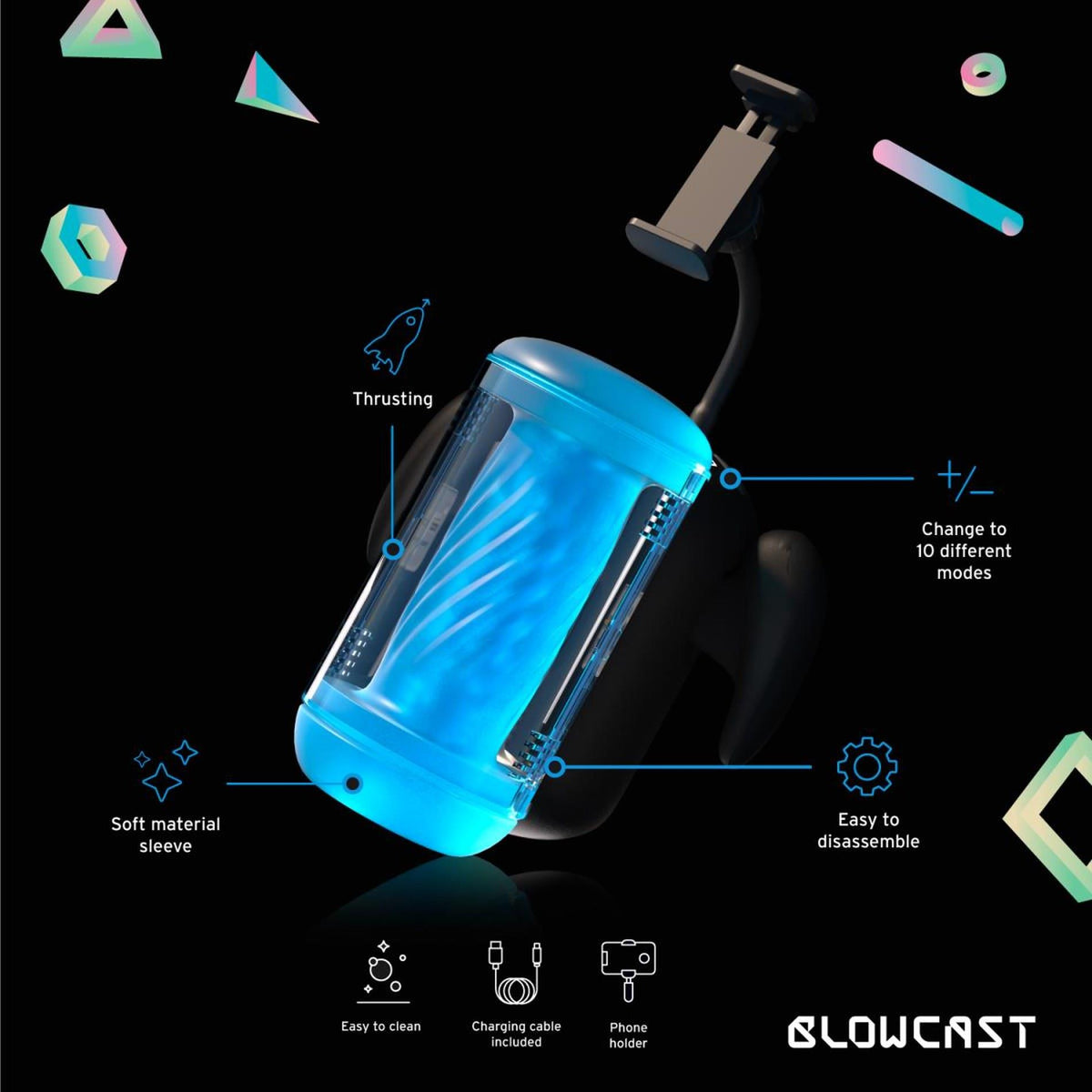 12-Masturbator automatyczny BLOWCAST Wingman Lite z wibracją USB-12