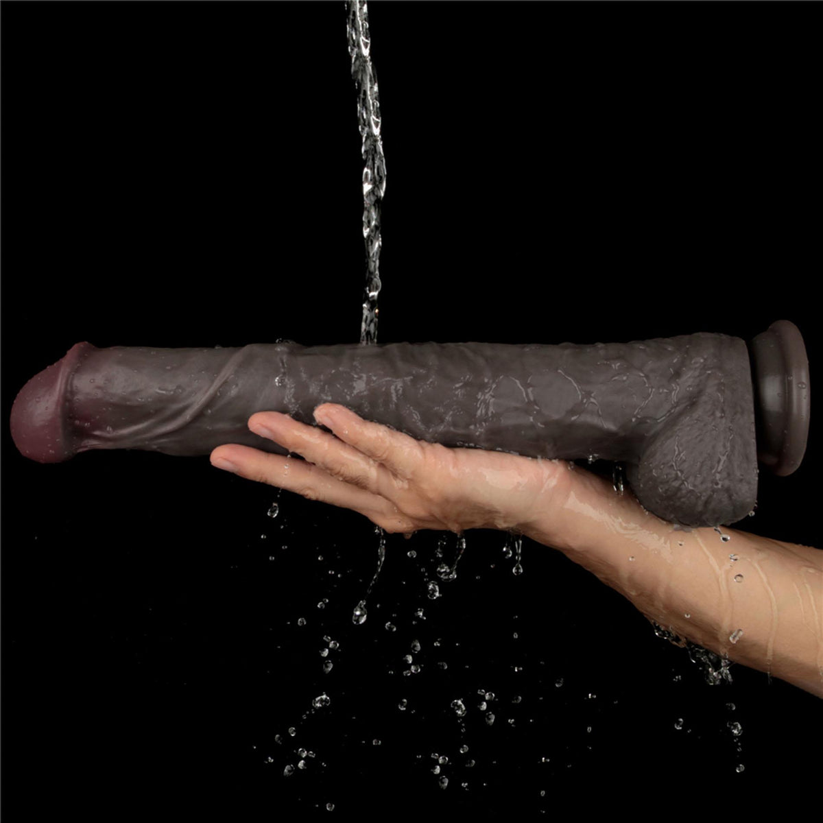 17-14.5'' Dual Layered Bendable Silicone Cock XXL(Black)-17