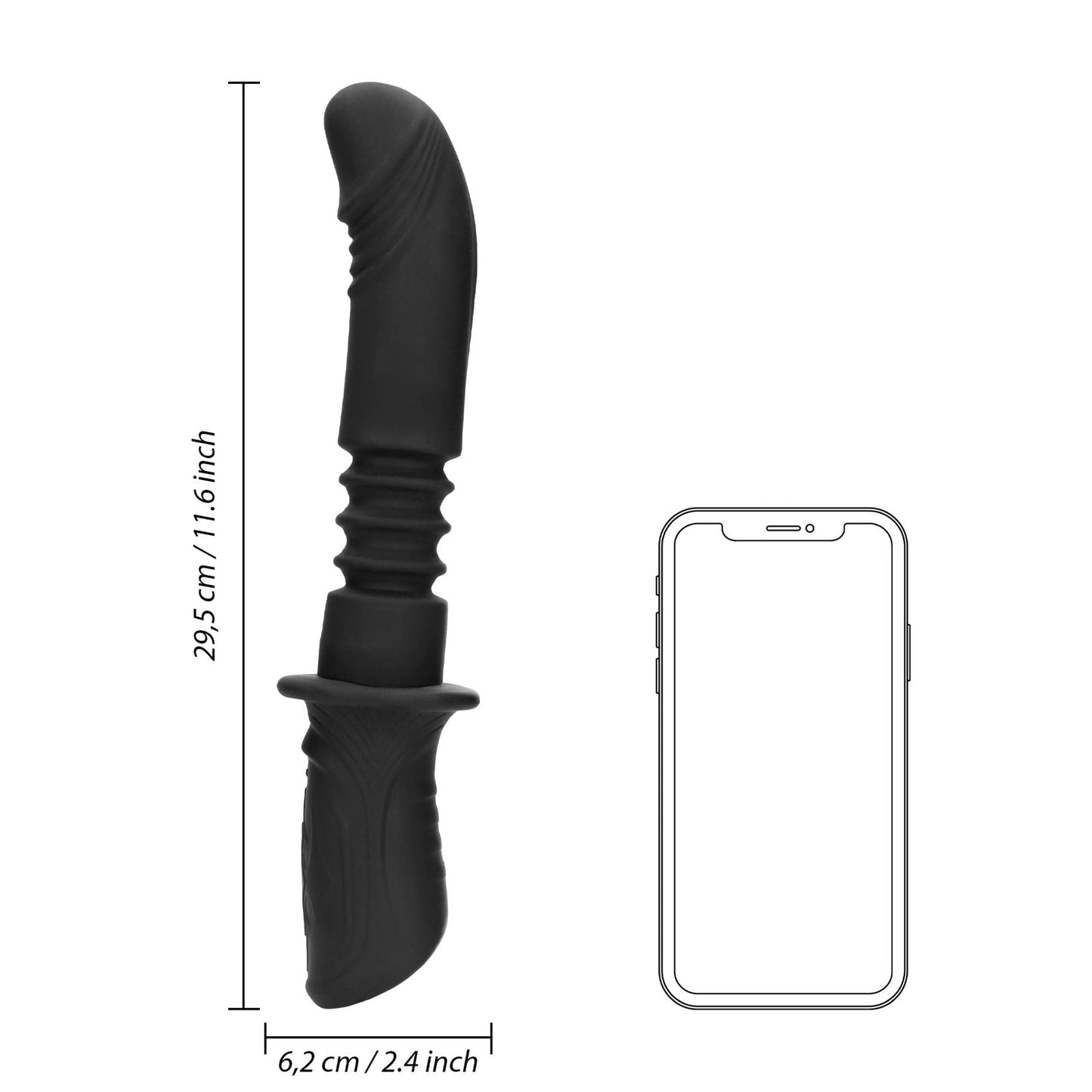 12-Hand Held Vibrating and Thrusting Sex Machine - Black-12