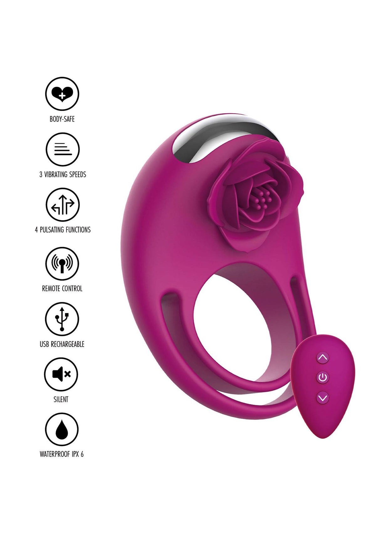 13-Pierścień wibrujący Put A Ring On It ToyJoy fuksja pilot USB-13