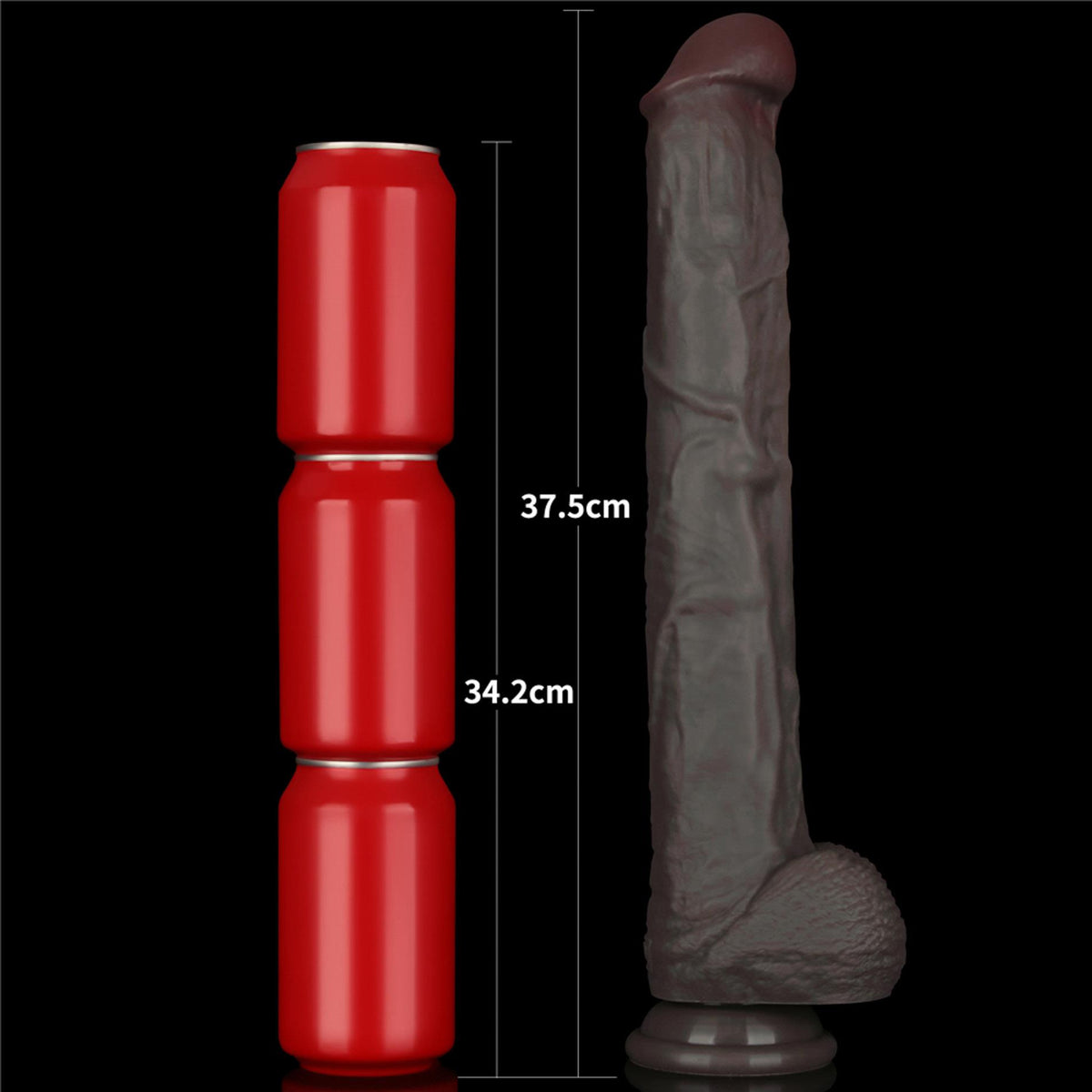 13-14.5'' Dual Layered Bendable Silicone Cock XXL(Black)-13