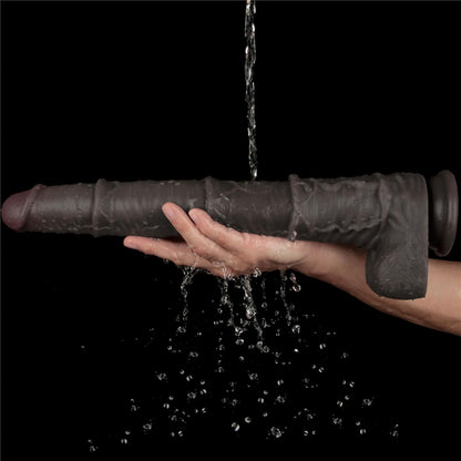 14-16'' Dual Layered Bendable Silicone Cock XXL(Black)-14
