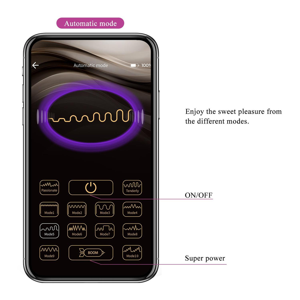 14-PRETTY LOVE - August, Mobile APP Long-distance Control 12 vibration functions, ABS Silicone, USB rechargeable-14