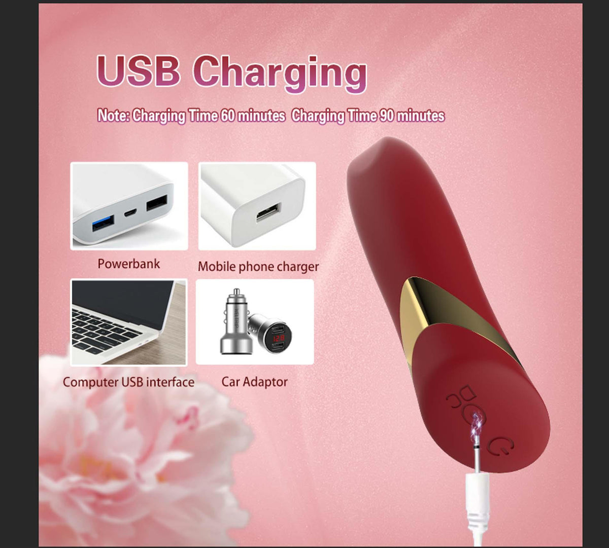 14-Wibrator szminkowy silikonowy czerwony B Series Cute USB 10 cm-14