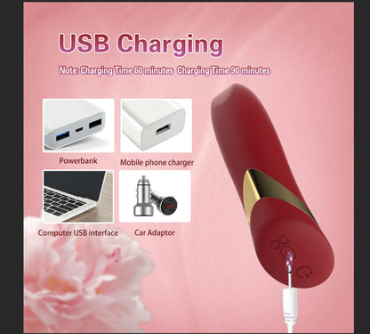 14-Wibrator szminkowy silikonowy czerwony B Series Cute USB 10 cm-14