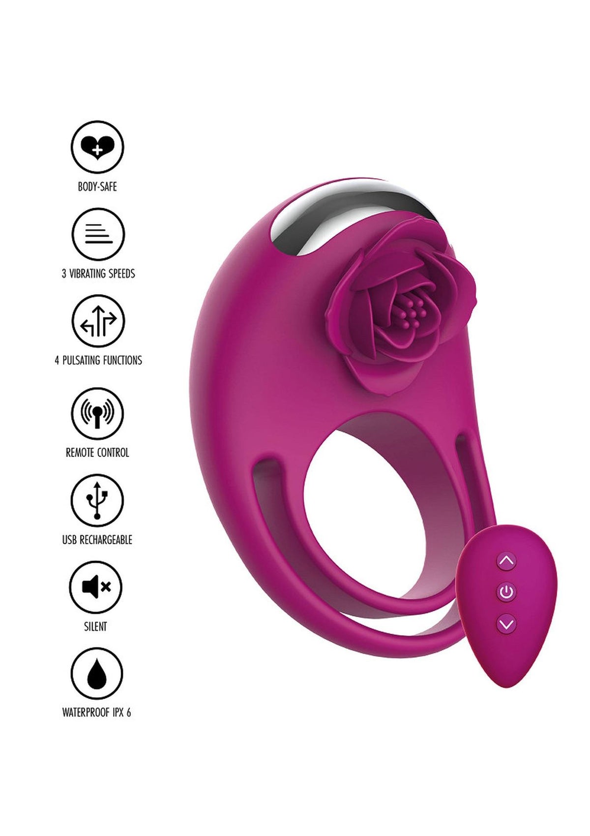 16-Pierścień wibrujący Put A Ring On It ToyJoy fuksja pilot USB-16