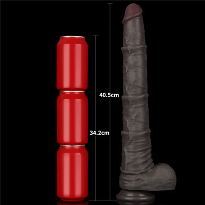 16-16'' Dual Layered Bendable Silicone Cock XXL(Black)-16