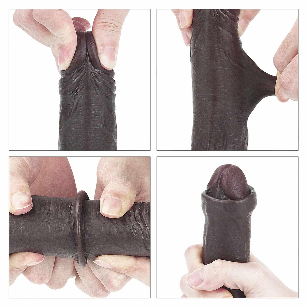 14-7'' Sliding Skin Dual Layer Dong - Black-14