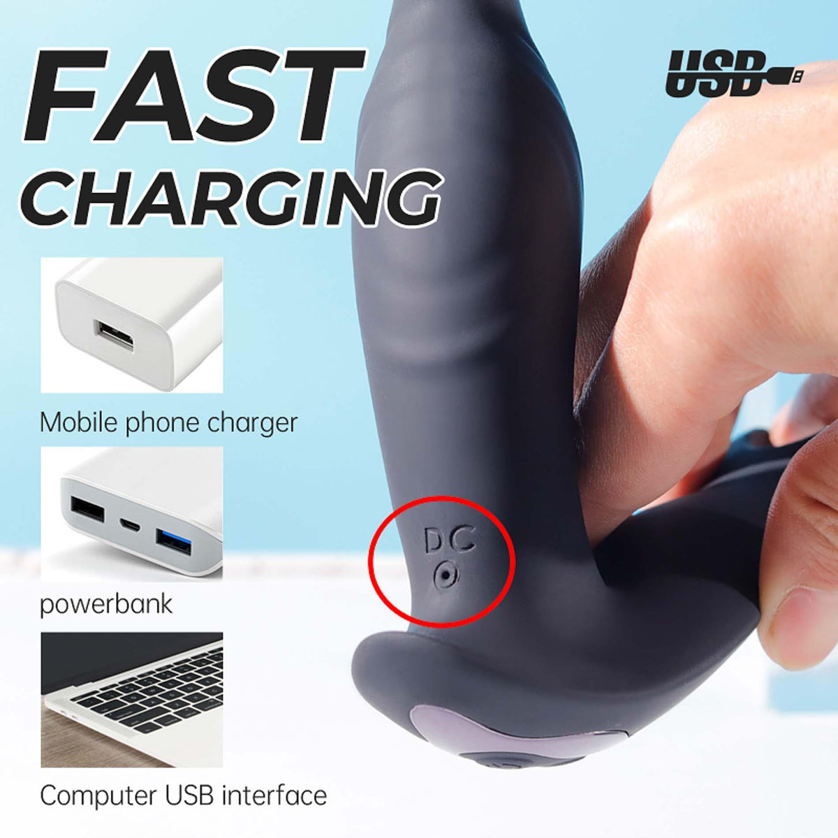 15-Masażer prostaty falujący z pilotem B-Series Cute silikonowy USB 15 cm-15