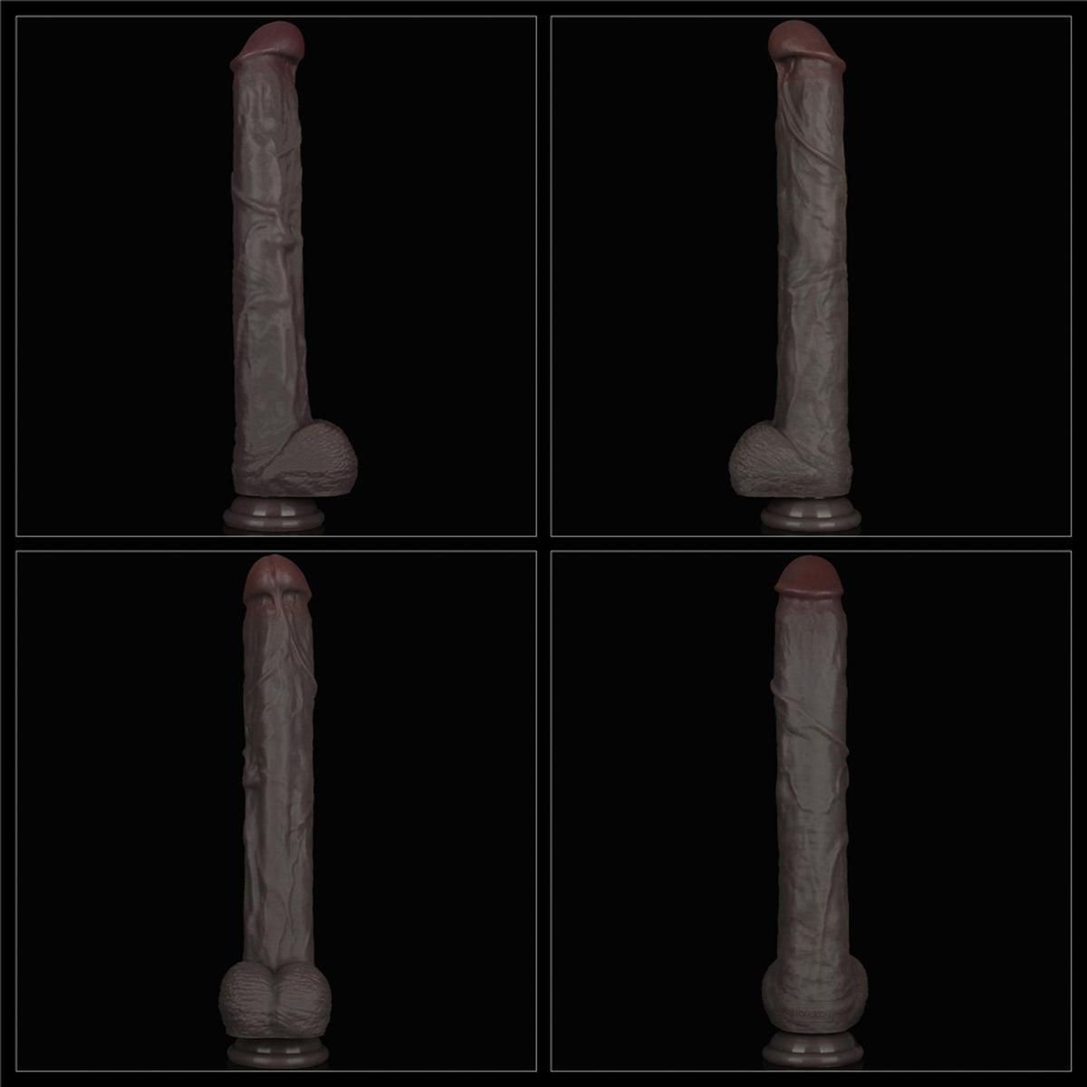 14-14.5'' Dual Layered Bendable Silicone Cock XXL(Black)-14