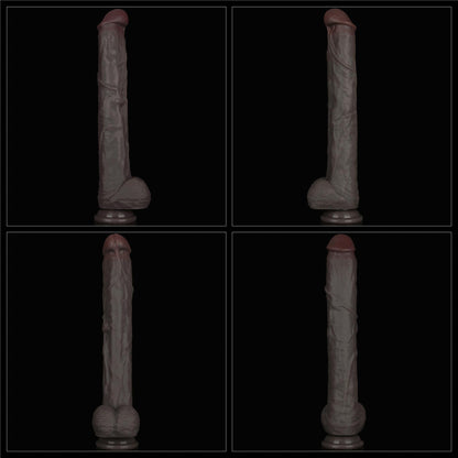 14-14.5'' Dual Layered Bendable Silicone Cock XXL(Black)-14