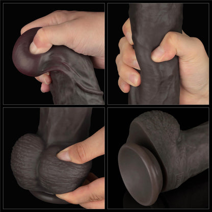 15-14.5'' Dual Layered Bendable Silicone Cock XXL(Black)-15