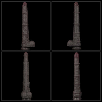 15-16'' Dual Layered Bendable Silicone Cock XXL(Black)-15