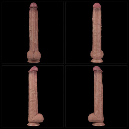 15-14.5'' Dual Layered Bendable Silicone Cock XXL(Flesh)-15