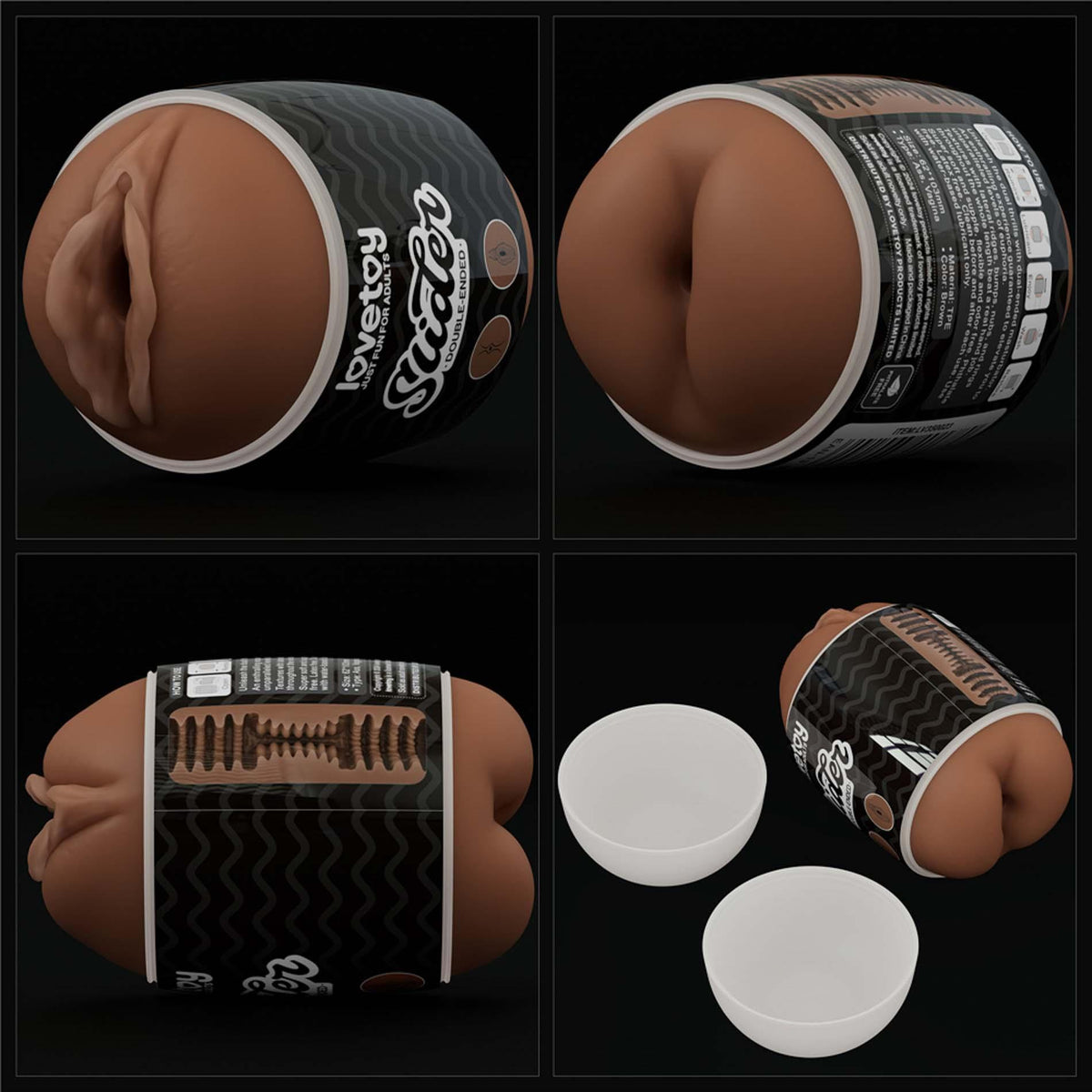 15-Masturbator dwustronny Lovetoy anus i pochwa brązowy TPE-15