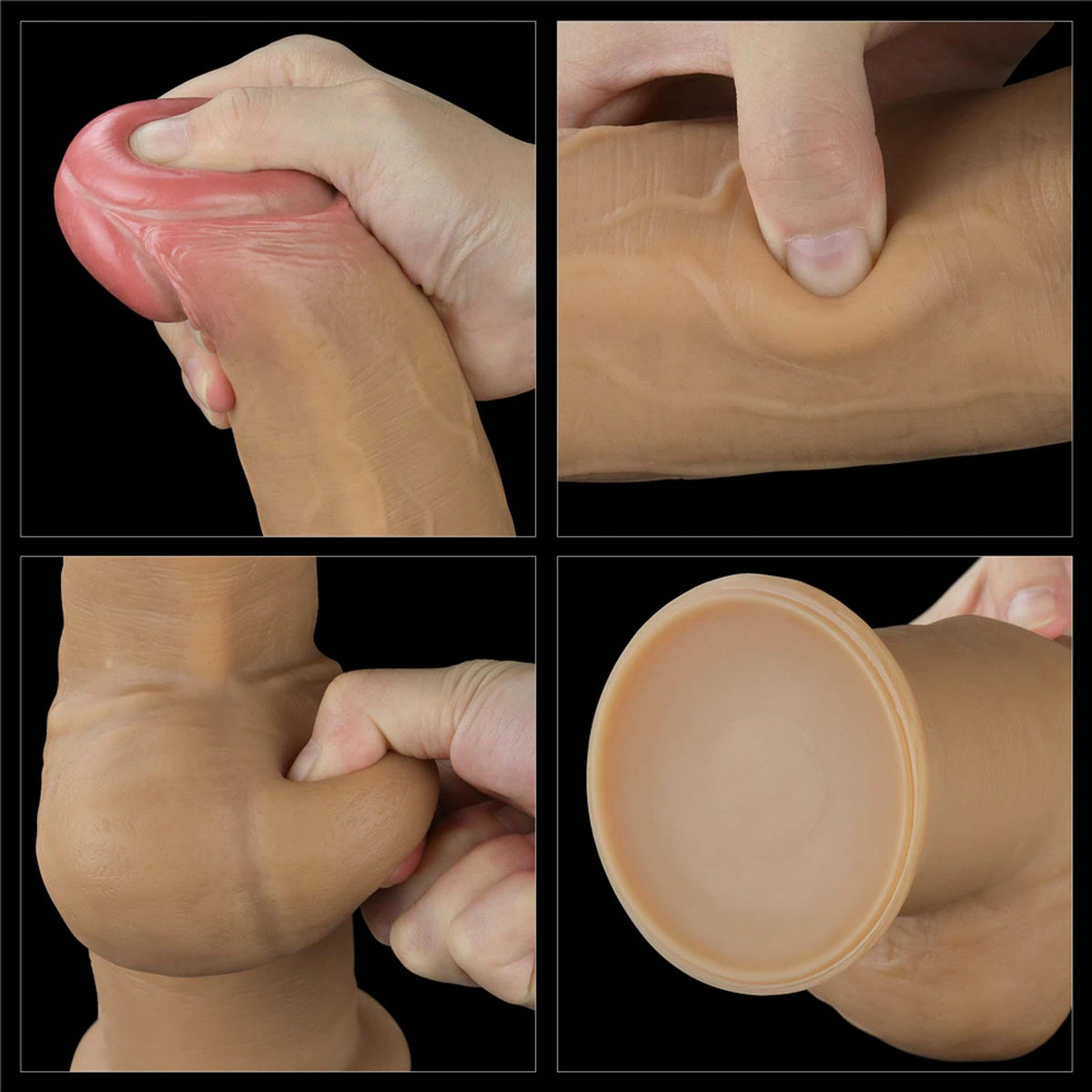 16-Dildo realistyczne dwuwarstwowe silikonowe z uchwytem Lovetoy 30 cm-16