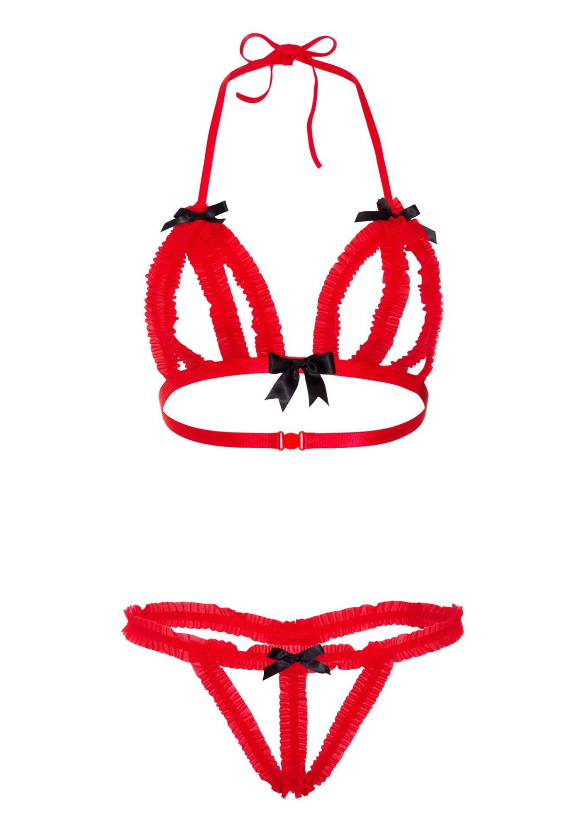 18-Komplet bielizny Peek a boo Ruffle Daring Intimates czerwony L XL-18