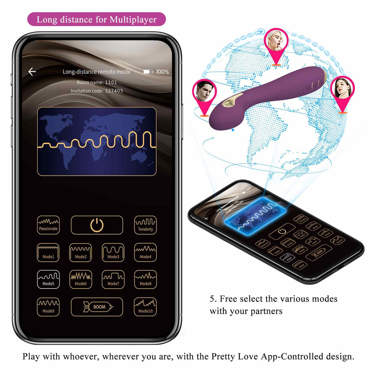 16-PRETTY LOVE - HECTOR, 12 vibration functions 5 electric shock functions Mobile APP remote control-16