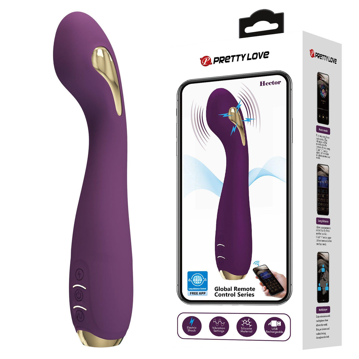 18-PRETTY LOVE - HECTOR, 12 vibration functions 5 electric shock functions Mobile APP remote control-18