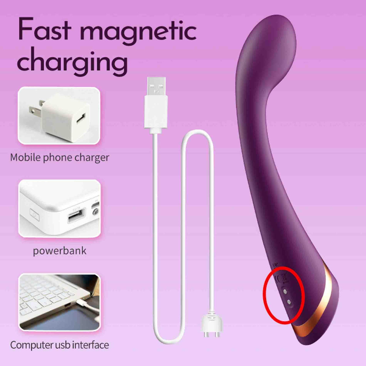 19-Wibrator punktu G B Series Cute czerwony silikonowy USB-19