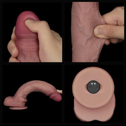 22-10" Vibrating Sliding Skin Pro II Dual Layer Silicone Dong-22