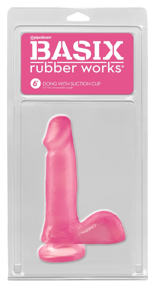 1-BRW 6" Dong Suction Cup Pink-1