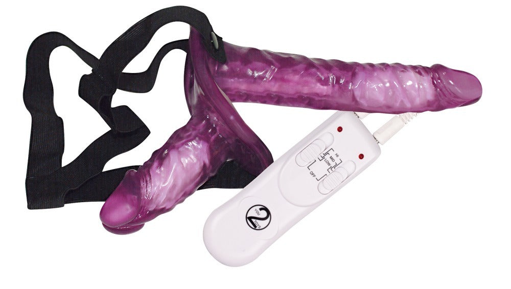 3-Podwójny wibrator strapon na paskach 18cm 10cm sex-3