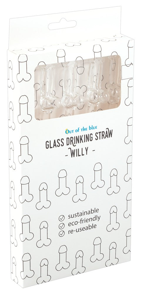 1-Glass Drinking Straw Willy x 4-1