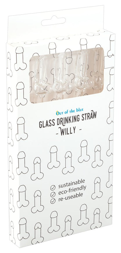 1-Glass Drinking Straw Willy x 4-1