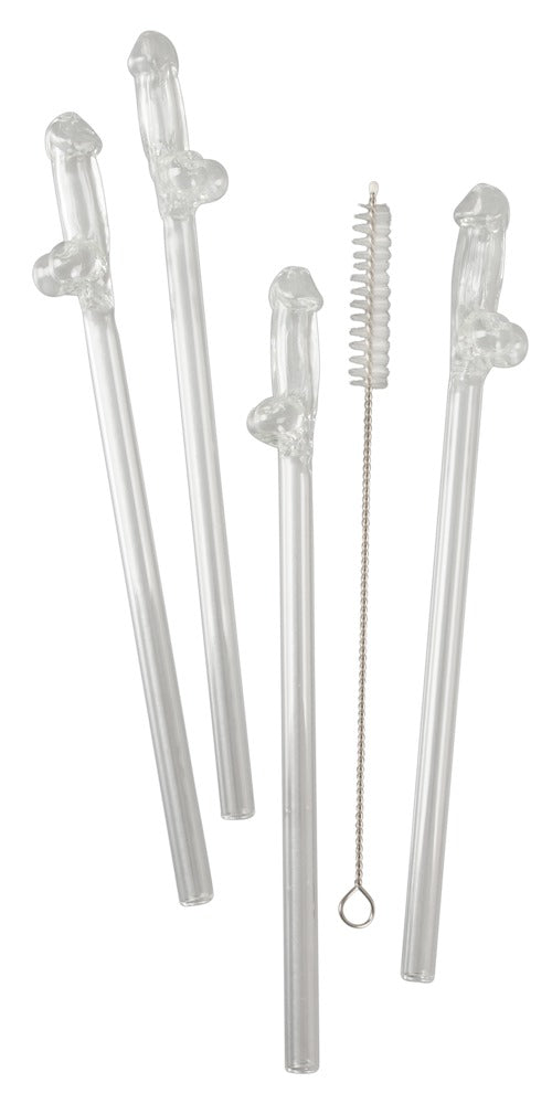 3-Glass Drinking Straw Willy x 4-3