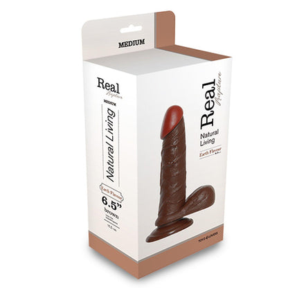 1-Ciemne brązowe dildo gruby penis z jądrami 19cm-1