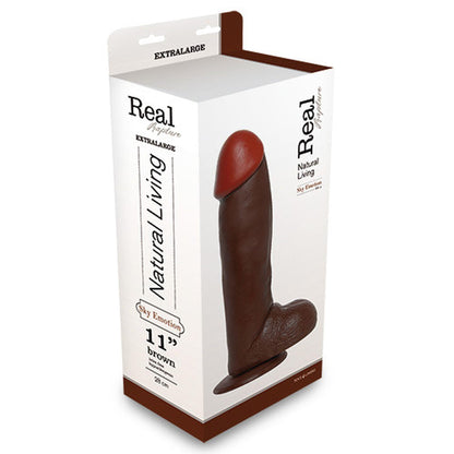1-Ciemne brązowe dildo gruby penis z jądrami 31cm-1