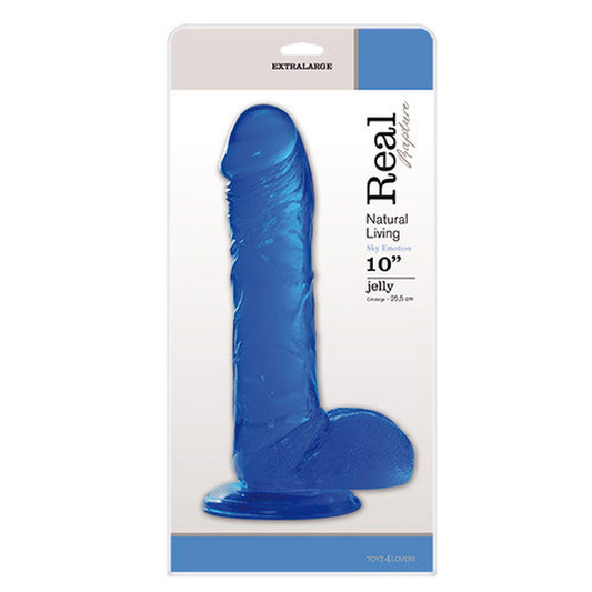 1-Proste niebieskie gumowe dildo z przyssawką-1