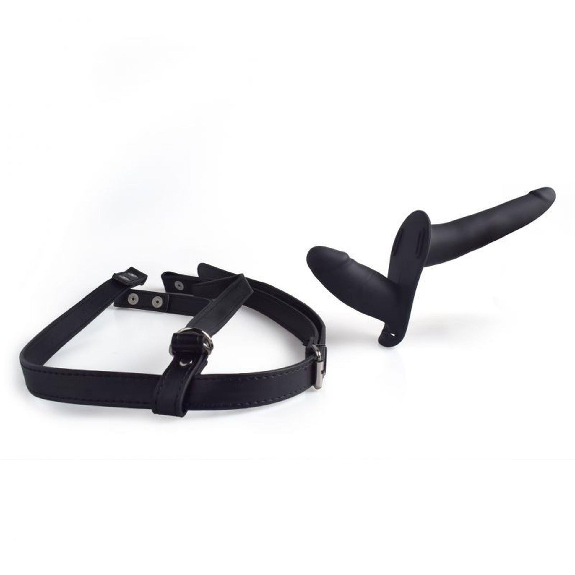 6-Podwójny strap-on koloru czarnego na szelkach-6