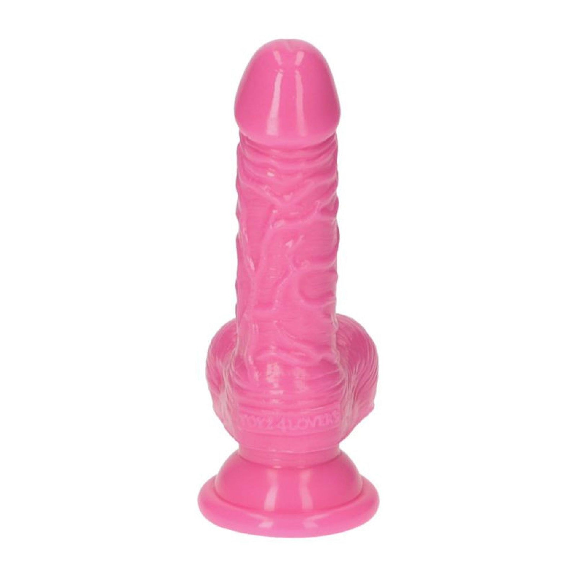 2-Różowe żylaste dildo gumowe z przyssawką 10,5 cm-2