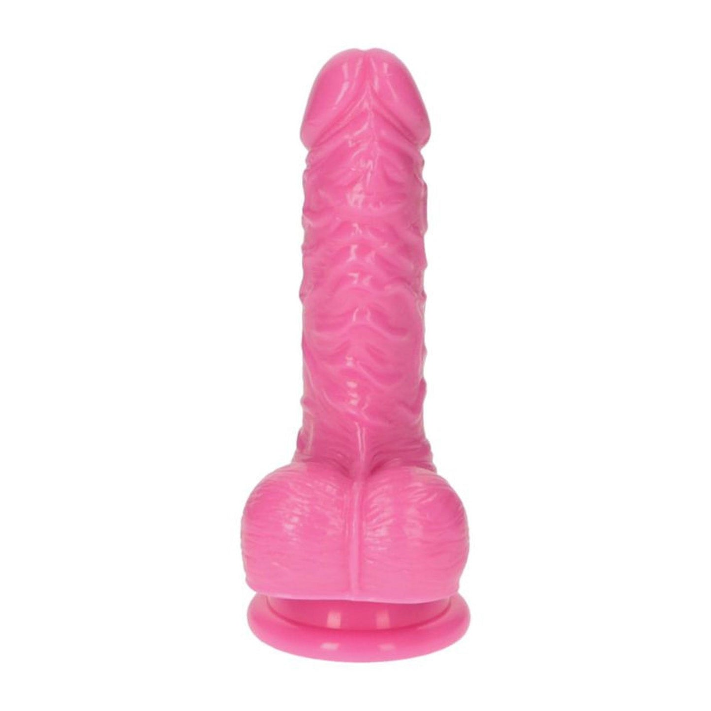 3-Różowe żylaste dildo gumowe z przyssawką 10,5 cm-3
