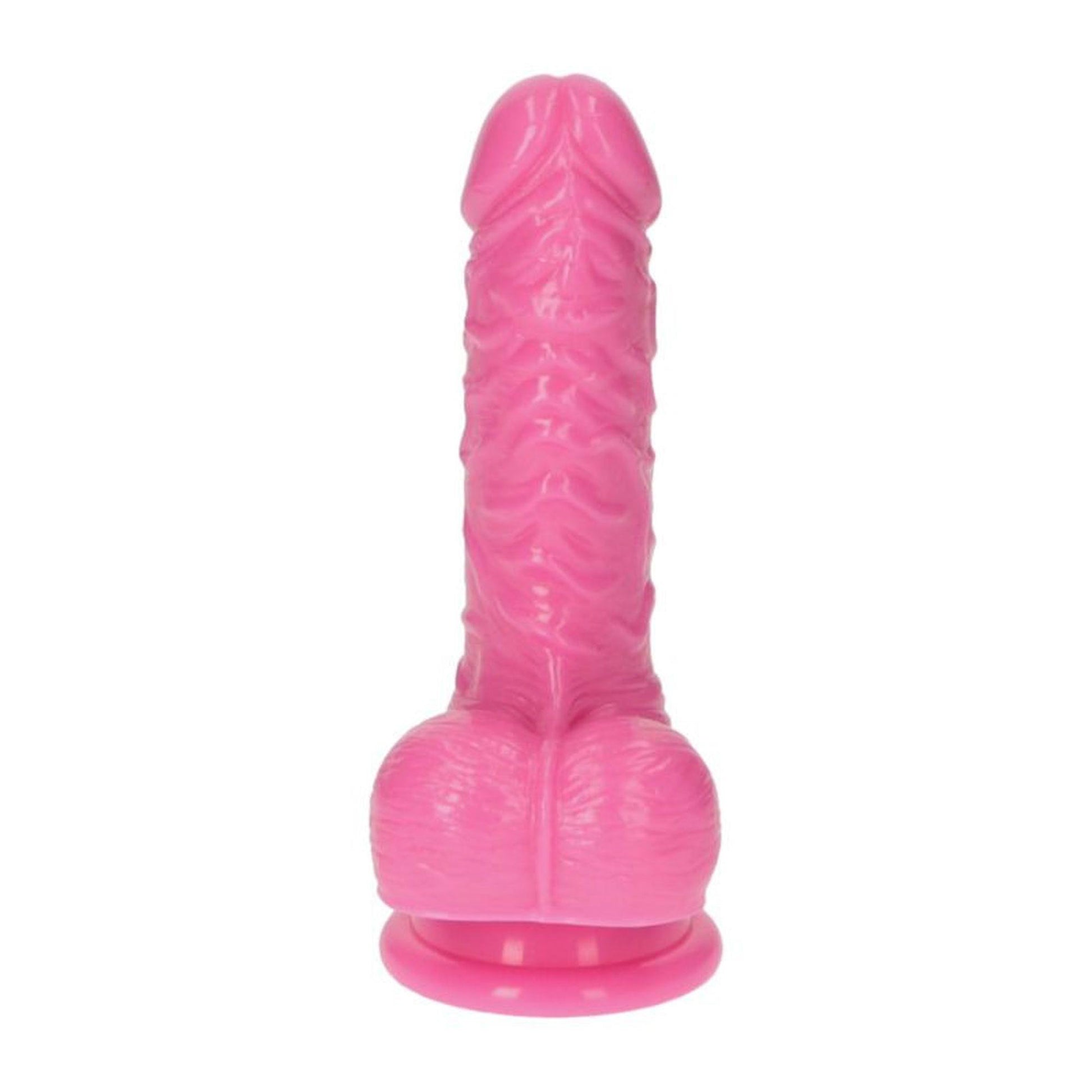 3-Różowe żylaste dildo gumowe z przyssawką 10,5 cm-3