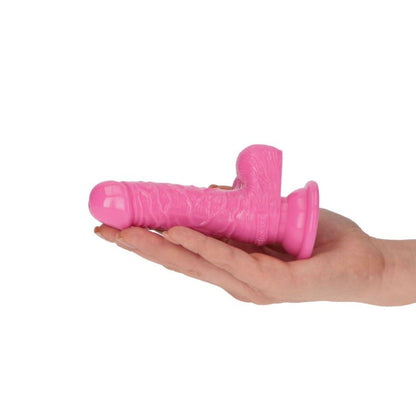 4-Różowe żylaste dildo gumowe z przyssawką 10,5 cm-4