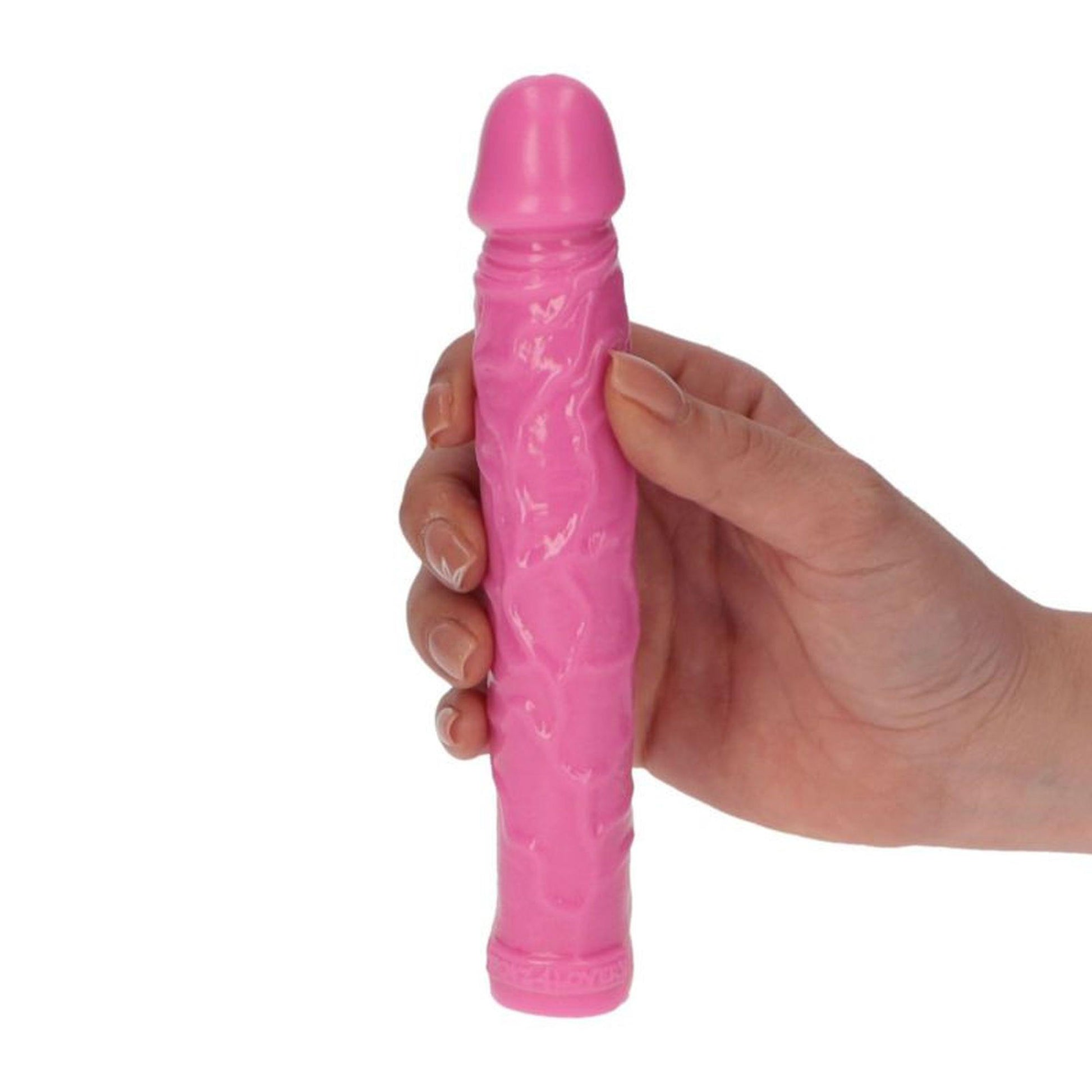 1-Dildo żylaste różowe wodoodporne gumowe 16,5 cm-1