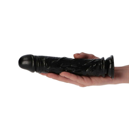 5-Czarny gumowy penis z żyłami i z przyssawką 18 cm-5