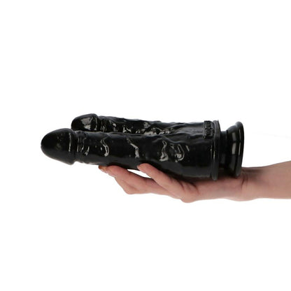 6-Podwójne czarne dildo żylaste z przyssawką-6
