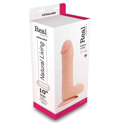 1-Sterczący penis z jądrami wibrator przyssawka 25cm-1