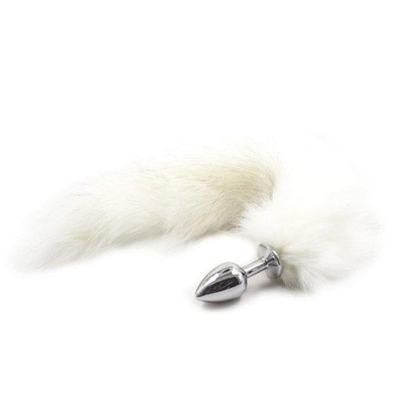 1-Metalowy korek analny z długim ogonem futrem 7cm-1